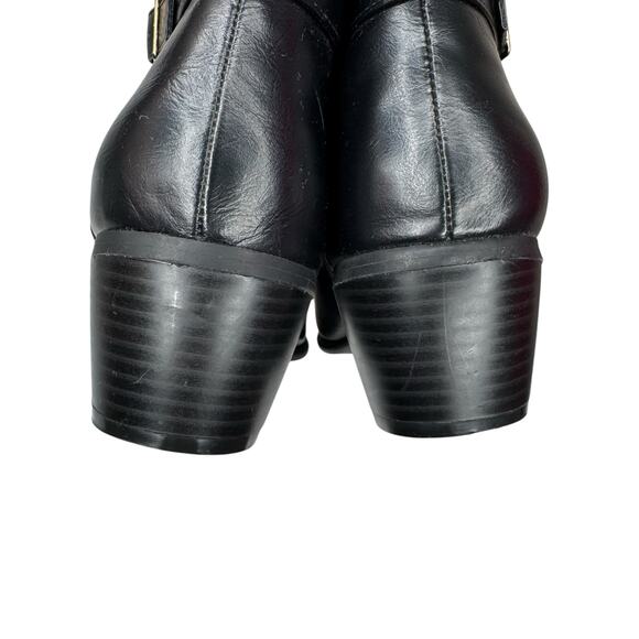 Karen Scott Falonn Black Ankle Booties Size 8.5M Almond Toe Block Heel Zipper - Picture 8 of 11
